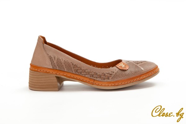 Дамски обувки на ток Navin бежови с кафяво thumb