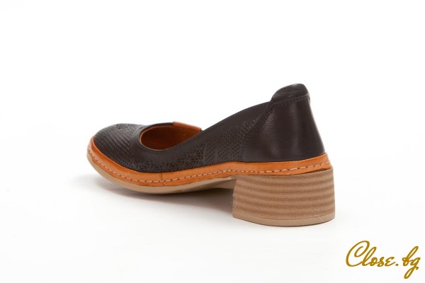 Дамски обувки на ток Navin тъмносини с кафяво thumb