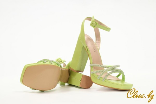 Дамски сандали на ток Nalina светлозелени thumb