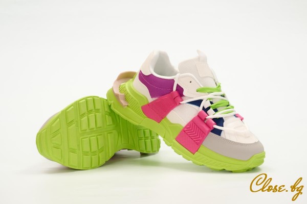 Дамски спортни обувки Natella бели с розово и сиво thumb