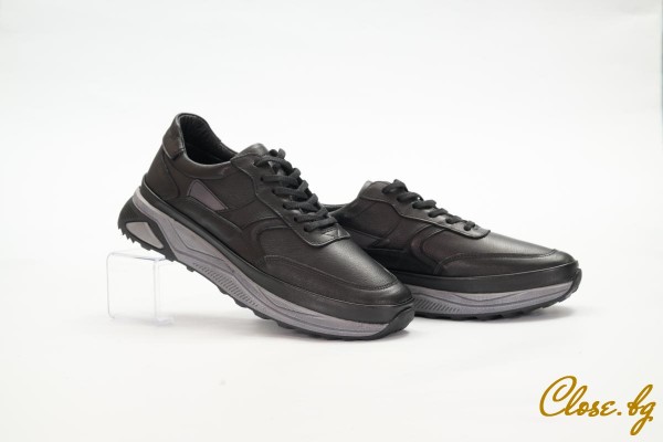 Мъжки ежедневни обувки Aleno черни със сиво