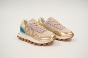 Дамски спортни обувки Rora бежови с лилаво и златисто