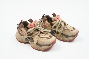 Дамски спортни обувки Alfa бежови с кафяво и корал