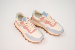 Дамски спортни обувки Timona бежови със синьо и розово