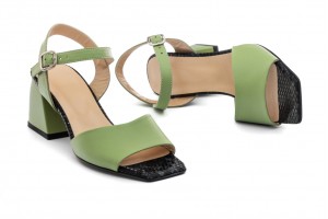 Дамски сандали на ток Dalina зелени