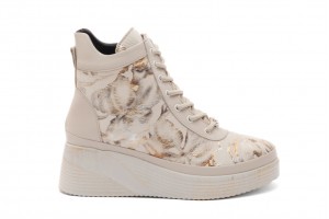 Дамски ежедневни боти Elena бежови с принт 1