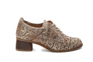 Дамски обувки на ток Karella бежови с принт 1