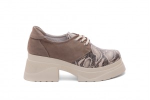 Дамски ежедневни обувки Divna бежови с птинт змия 1