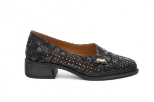 Дамски обувки на ток Emina черни с принт 3