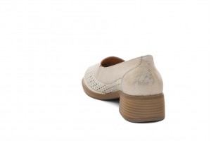 Дамски обувки на ток Emina бежови със златисто 2